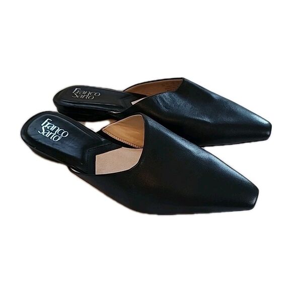 Franco Sarto Bridget 2 Mules Clogs Size 10M Black Slides Slip On Flat Square Toe - Picture 1 of 6
